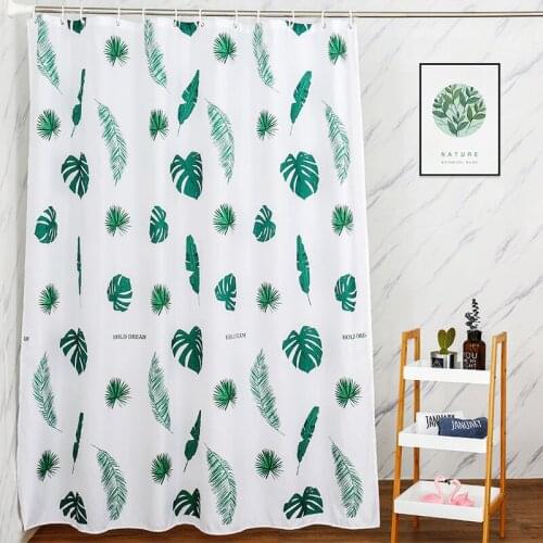 Waterproof Shower Curtain Printing Banana Leaf Bathroom Curtains Thicken Polyester Cloth Shower Curtains Bathroom Accessories