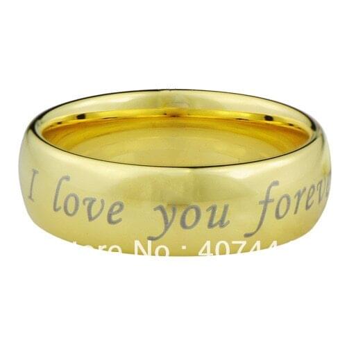 Free Shipping!USA HOT SALES Small Cheap Price Classic Mens' Tungsten Bridal Ring Gold Color I love you forever Wedding Band