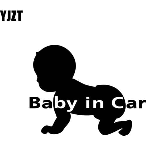 YJZT 18CM*14.3CM Funny Car Sticker Baby In Car Vinyl Decal Cute Baby Black/Silver C10-00713