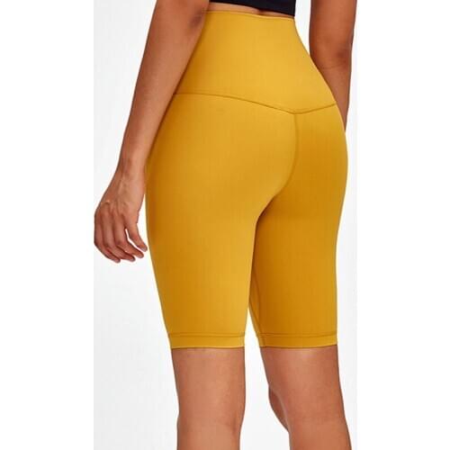 Women Nylon Sport Short Gym Long Shorts Women Quick Dry High Waisted Fitness Workout Shorts Plain Hip Up Training Shorts Pocket