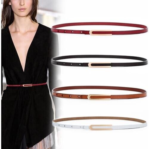 Cowhide belts for women high quality thin genuine leather belt dress fashion gold alloy buckle strap jeans soft cow waistbands