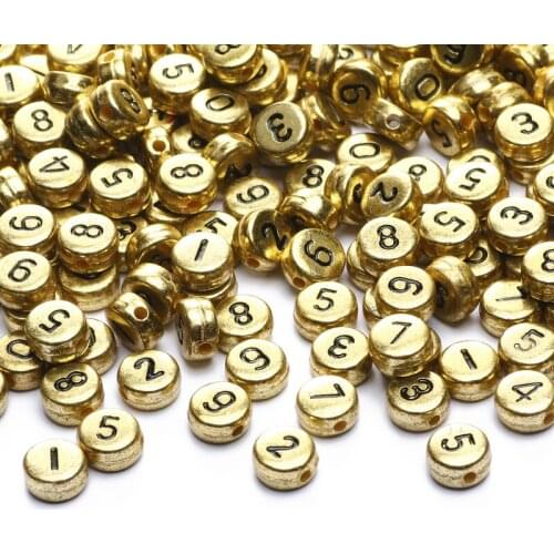 Golden Mix 4x7mm Arabic Numerals Acrylic Beads Round Loose Spacer Beads For Jewelry Making Diy Necklace Bracelet Accessories