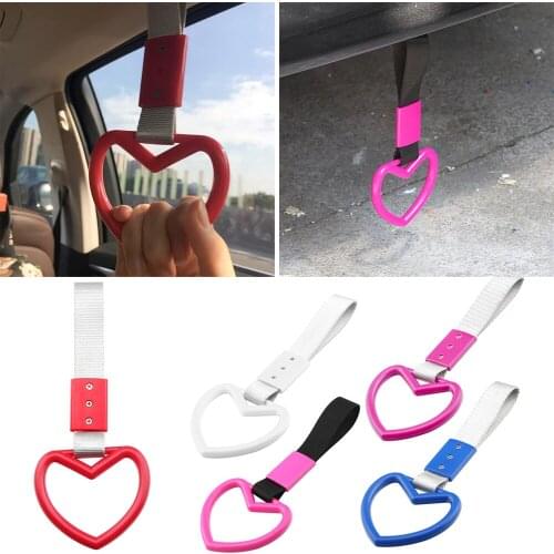 1pc Ring Heart Car Train Bus Handle Auto Universal Plastic Drift Strap Handle Heart/Round Strap Multi Color Wholesale