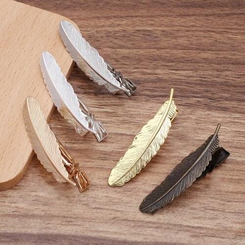 100pcs Color Plated Copper Feather Shape Necktie Tie Clip Clasps Bars Pins Clips Shirt Tie Clips Mens Valentines Gifts