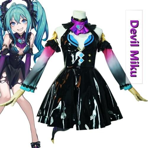 2021 Virtual Singer Little Devil Miku Cosplay Full Suit VOCALOID Miku Costume Full Set Dark Gothic Dress Cos Props Anime Party