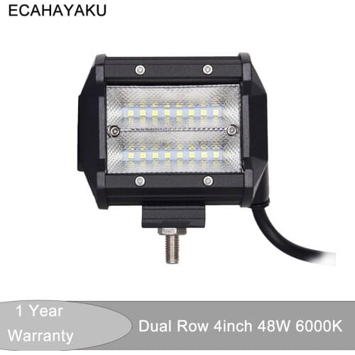 ECAHAYAKU 4inch Car Led Working Bar Light Flood beam Driving Light 48W 4800lm 6000k 12V 24V for Off-road Trucks SUV ATV 4x4 Boat
