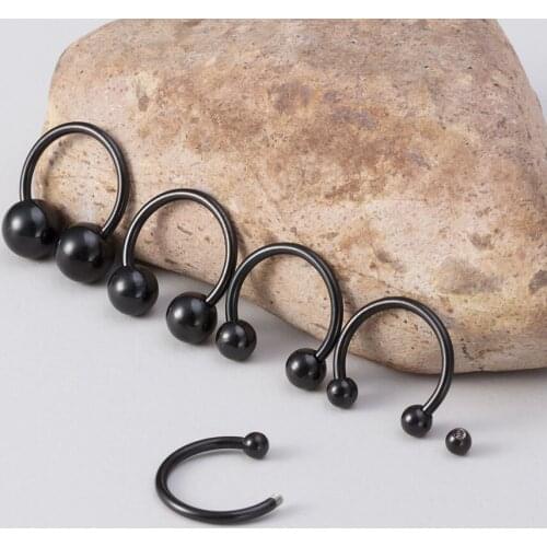 5PCS Smiley Bar Circular Barbell Earring 16G Surgical Steel BCR Septum Lip Piercing Nose Rings Hoop Horseshoe Piercing Jewelry