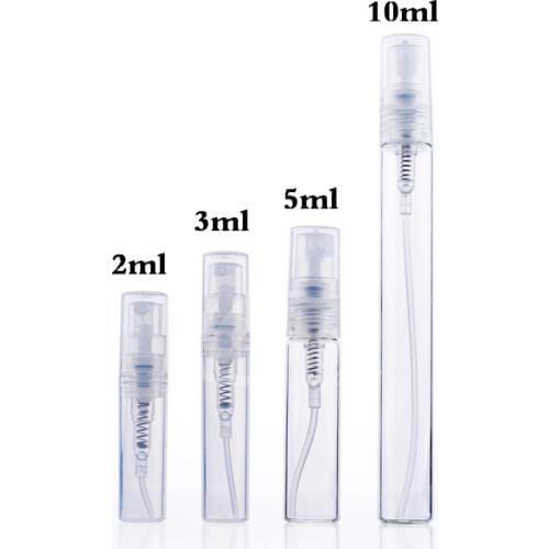 50PCS/Lot 2ml 3ml 5ml 10ml Small Clear Empty Plastic Perfume Spray Bottles, Sample Bottle Perfume Sample Vials