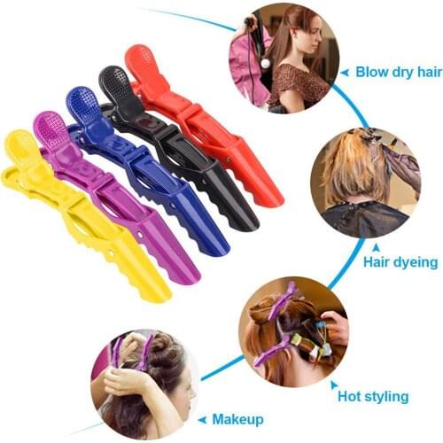 6pcs Plastic Hair Clip Crocodile Clip Hairdressing Clamps Hair Section Clips Grip Cutting Barbers Salon Hair Styling Accessories