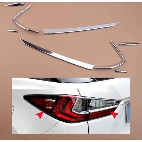 8pcs Silver Tail Light Rear Lamp Hood Cover Trim Frame Sticker Stripes Decoration Fit For Lexus RX 2016-2018