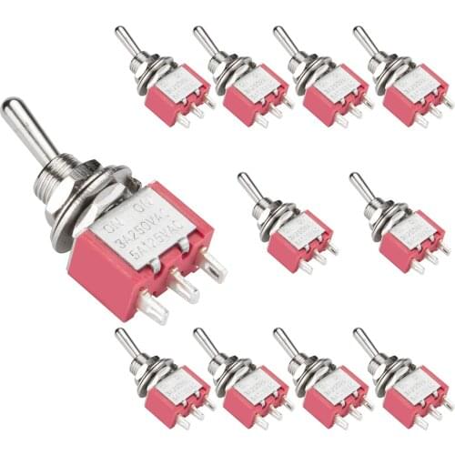 AC 5A/125V 3A/250V 3 Pin Terminals On/On 2 Position DPDT Toggle Switch Mini Miniature Toggle Switch Car Dash Dashboard10Pcs