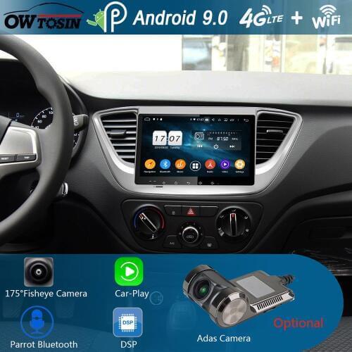 9" IPS 8Core 4G+64G Android 9.0 Car Multimedia Player For Hyundai Verna Solaris Accent 2016-2019 GPS Radio DSP CarPlay Parrot BT