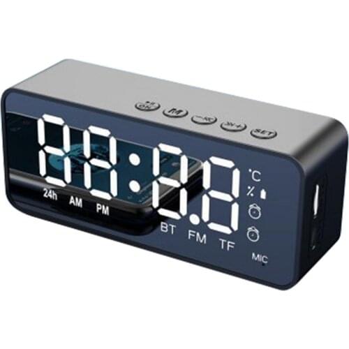G50 Wireless Blue tooth-compatible Speaker With FM Radio, Mini Portable Card Mirror Alarm Clock Sound, Dual Alarm Clock Settings