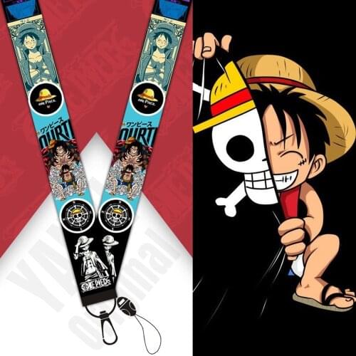 Cute Luffy Keychain One Piece Anime Accessories Neck Strap Phone Chain Work Id Card Bag Lanyard Cartoon Women Jewelry Men Gift