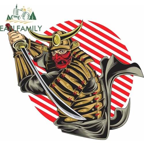 EARLFAMILY 13cm x 11.4cm for Samurai with Mask Katana Sword Laptop Decal Waterproof Car Stickers Cartoon Motorcycle Decoration