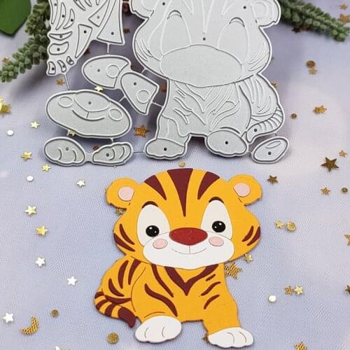 M17D DIY Tiger Printing Carbon Steel Mould, Clear Stamp Embossing Mold for Paper Card and Craft Gift Making