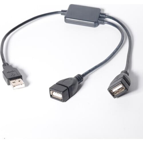 USB Splitter Cable, 90 Degree Right Angle USB A 2.0 Male to 2 USB Female Jack Y Splitter Hub Power Cord Extension Adapter Cable
