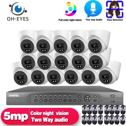 H.265 4K 8CH NVR CCTV Camera System POE 16CH NVR Camera Kit Outdoor Color Night Vision IP Security Surveillance System Set 5MP