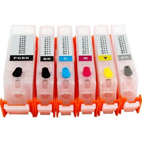 6-Color PGI-470 CLI-471 Refillable Ink Cartridge With ARC Chips For canon PIXMA MG7740 TS8040 TS9040 printer