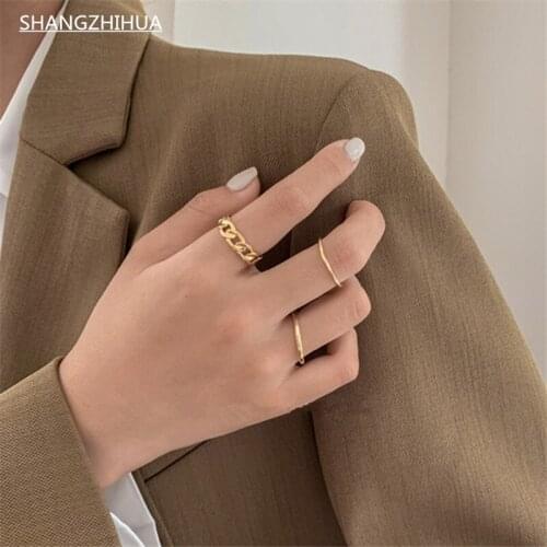 SHANGZHIHUA Classic Hip Hop Fashion New Goth Ring Luxury Ring For Women 2021 Trends High Class Unusual Jewelry Accessories