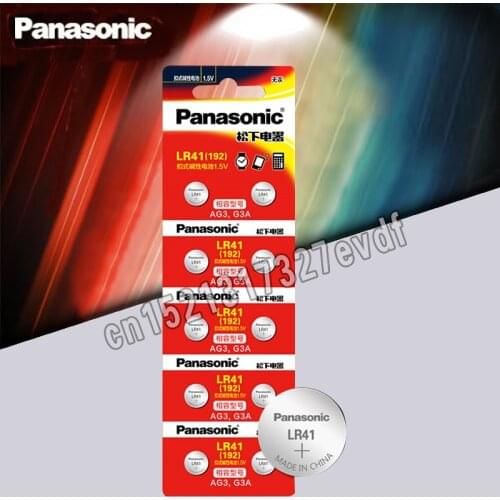 10pcs LR41 Button Cell Batteries Panasonic 100% Original SR41 AG3 G3A L736 192 392A Zn/MnO2 1.5V Lithium Coin Batteries