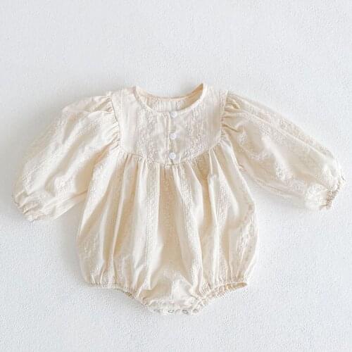 Infant Baby Girls Jumpsuit Cotton Long Sleeve Floral Embroidery Baby Girl Bodysuits Spring Autumn Baby Girls Clothes