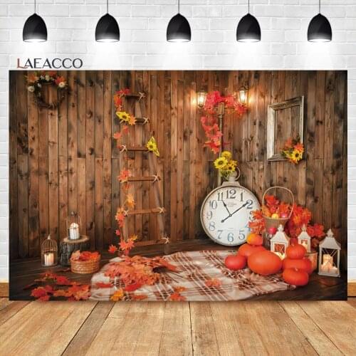 Laeacco Autumn Harvest Festival Warehouse Background For Family Thanksgiving Day Party Portrait Customized Photography Backdrops
