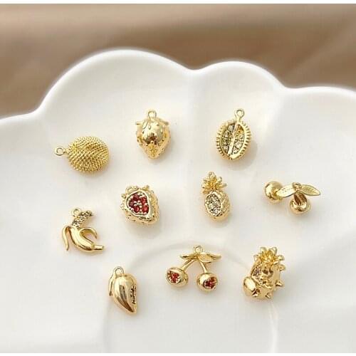 Copper gilded three-dimensional exquisite fruit series pendant DIY small fresh bracelet necklace earrings jewelry material