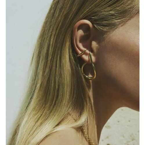 Hiphop Metal Geometric Ear Cuff for Women Punk Jewelry Vintage Wire Arc Clip Earrings Female Brincos Rock Bijoux 2021