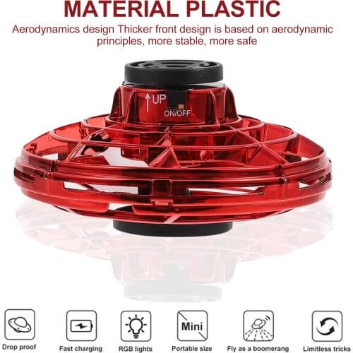Mini Drone LED UFO type Flying Helicopter spinner Fingertip Upgrade Flight Gyro Electronic Induction Flayaball Adult Kids Toys