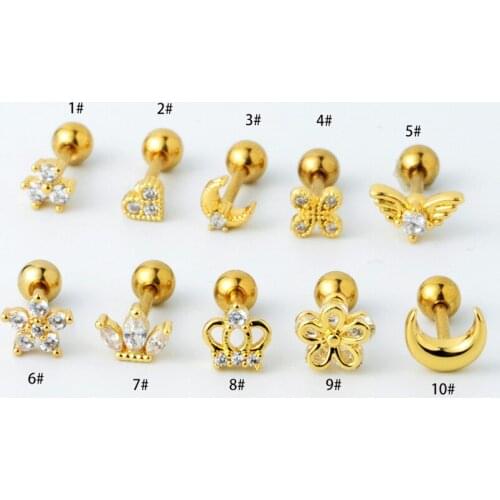 Fashion 1 Pcs Cross Heart Stud Earrings Cartilage Helix Ear Stud Piercing Earrings For Women Jewelry Gift