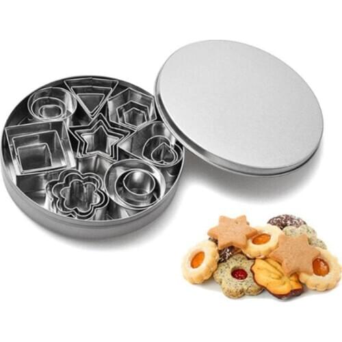 Geometric Shaped Cookie Cutter Set 24 Square Heart Triangle Round Baking Cutter Stainless Steel Metal Biscuit Cutter Molds