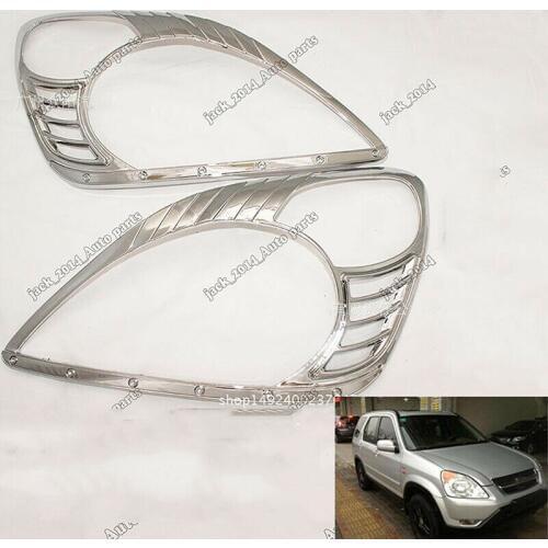 ABS Chrome Front Headlight Covers Trims 2pcs For Honda CR-V SUV 2002 2003 2004