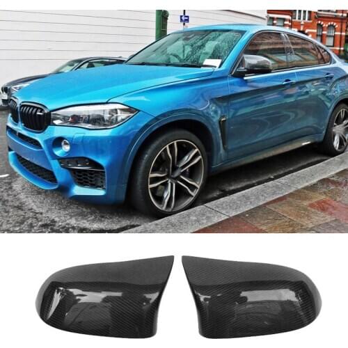 Horns tip Style Carbon fiber Rearview mirror cover Fit For BMW F15 F16 F26 X4 X5 X6
