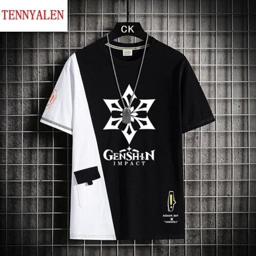 2021 New Game Genshin Impact Summer Gods Eye T-shirt Anime Peripheral Two-dimensional Short Sleeve Knights Cosplay Spring