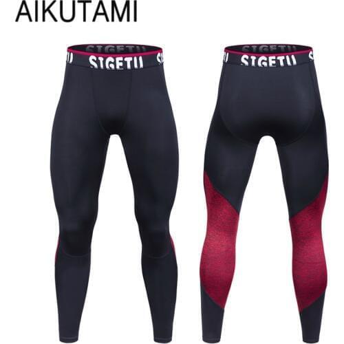 AIKUTAMI New Sports Trousers Running Pants Men Basketball Tights Quick-drying Stripe Sport for Training Jogging Homme