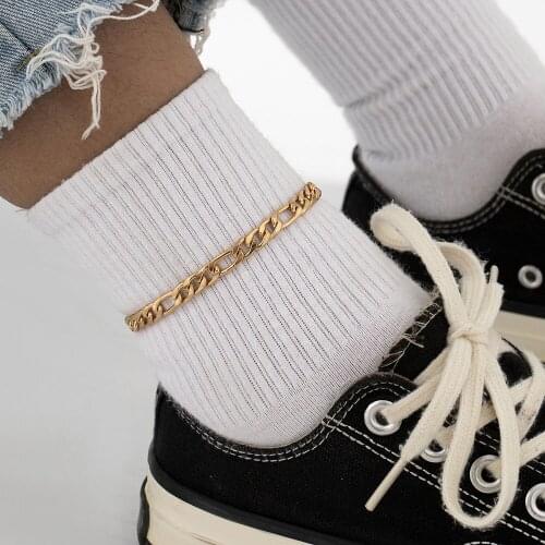 2020 Geometric Beaded Boho Gold Silver Color Simple Slat Chain Anklet Summer Multi-layered Beach New Handmade Anklet Jewelry