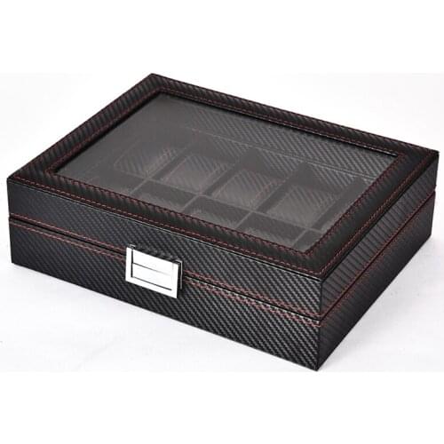 5/6/10/12 Girdles Leather / Carbon Fiber tool Box Organizer For Rings Bracelet Display Holder Case