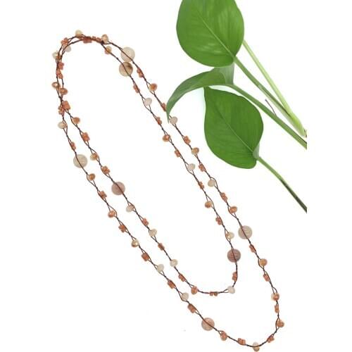 3*4mm Coral Necklace Sunstone 6*8mm Crystals FoLisaUnique Bohemian Long Trend Jewelry For Women Girl Gift 50 Inch