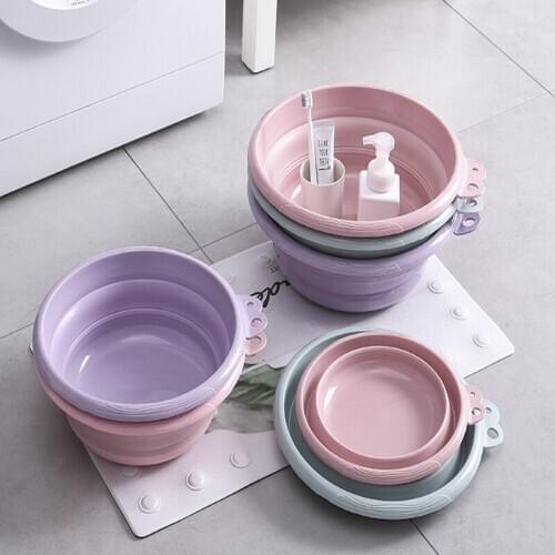 Plastic Folding Washbasin Portable Outdoor Travel Save Space Laundry Tub Wear-resistant and Drop-resistant Cleaning Supplies