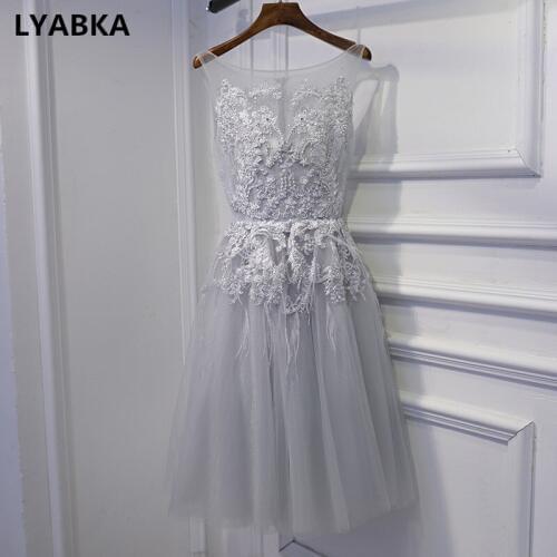 Prom Dresses Vestido De Festa Elegant Prom Dress Scoop Neck Tulle With Appliques Beading Short Prom Dresses 2019 Gala Dress