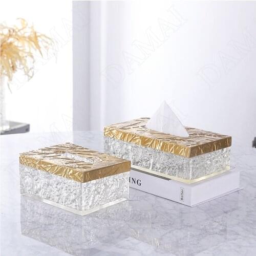 European Crystal Glass Tissue Box Creativity Relief Decorative Living Room Modern Paper Boxes Hotel Front Desk Tissues Organizer