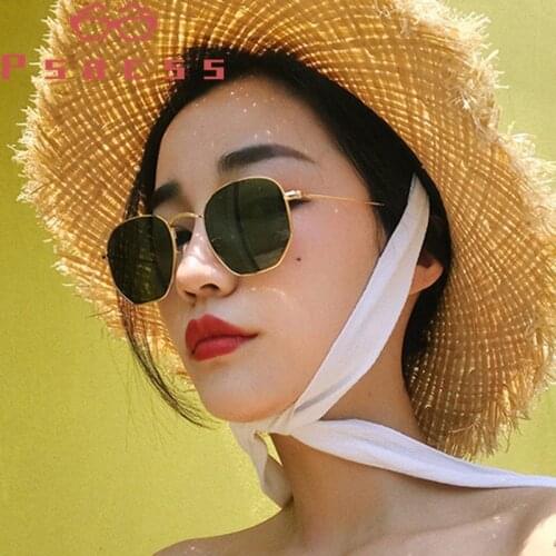 Psacss NEW Metal Square Sunglasses For Men Women Clear Rainbow Color Sun Glasses Vintage Brand Designer gafas de sol mujer UV400