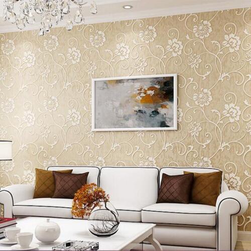 Q QIHANG Pastoral Style Embosed Environment Friendly Non-woven Living room Bedroom Study Background Wallpaper 0.53m*10m=5.3m2