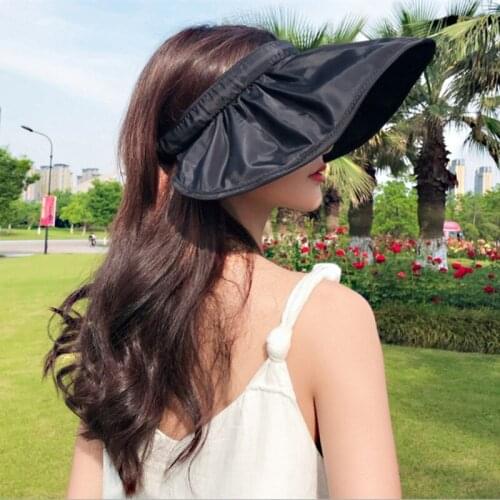 Fashion Sunscreen Shell Hat Women Simple Shell Empty Top Hat Big Brim Sun Hat Female Sun Protection Hats Sun-proof Cap Hair Band