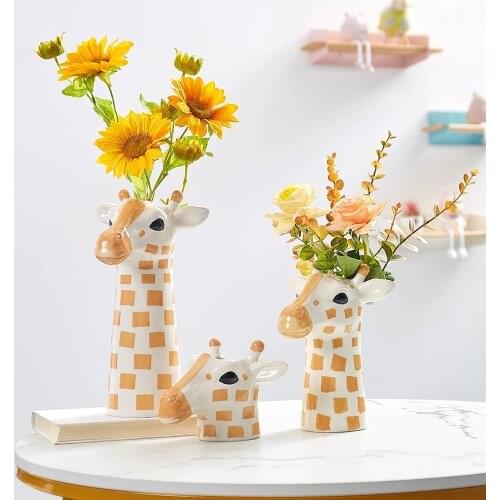 Nordic ins wind creative modern minimalist ceramic vase living room table decoration ornaments flower arrangement fawn