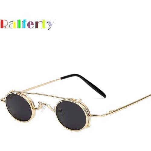 Ralferty Vintage Small Clip On Sunglasses Women Men Retro Mini Steampunk Goggles Punk Sun Glasses UV400 Eyewear Accessories B012