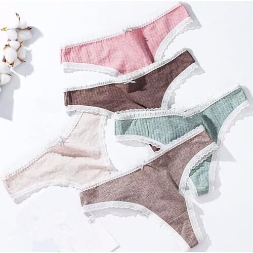3PCS/Set G-string Panties Cotton Womens Underwear Sexy Panties Female Underpants Thong Solid Color Pantys Lingerie M-XL Design