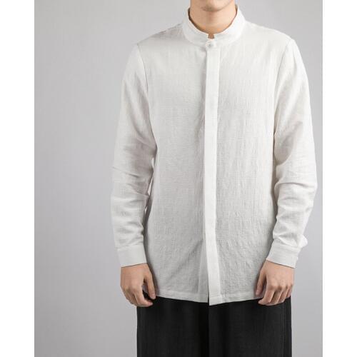 Tradictional Chinese clothing For Men Long Sleeve Cotton Linen Loose Shirts Kung Fu Tai Chi Tang Suit China Style Tops CN-034
