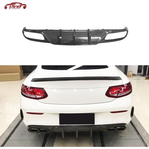 Carbon Fiber / FRP Rear Lip Diffuser for Mercedes Benz C Class W205 C205 C63 AMG Sport Coupe 2 Door 2015 -2019 Back Bumper Guard